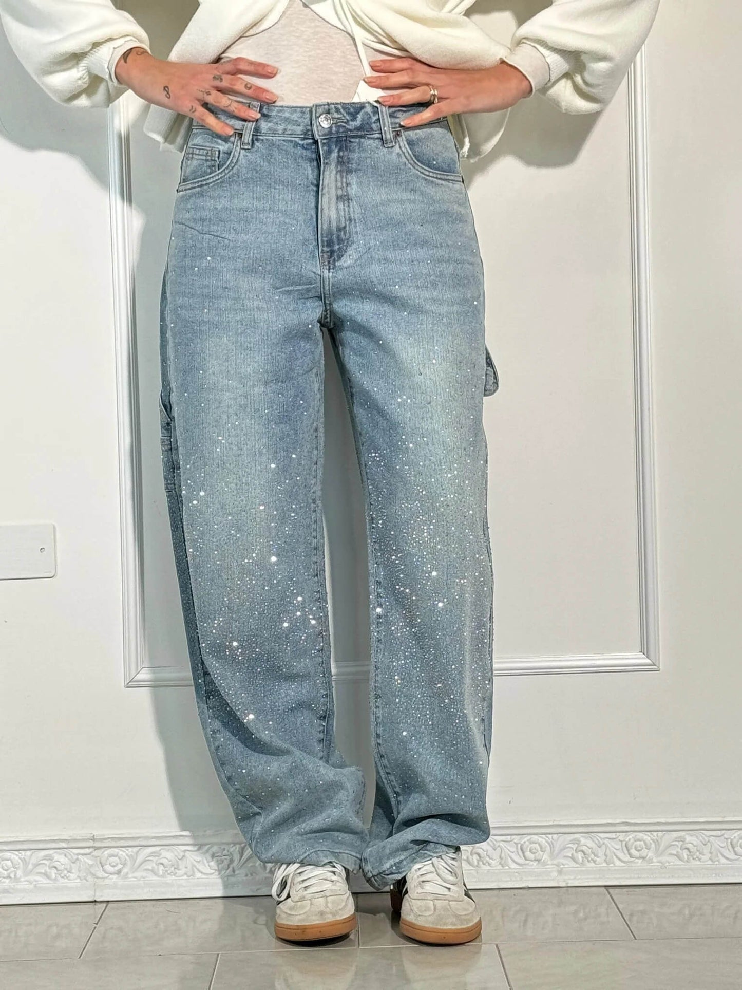 Shiny Wide-Leg Womens Siesta Jeans